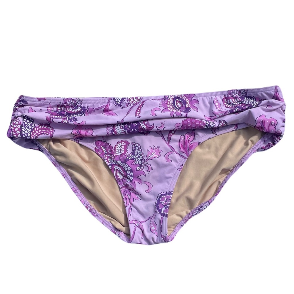 Lands' End Women's Purple Paisley Bikini Swimsuit Bottom Floral Purple‎ Size 16